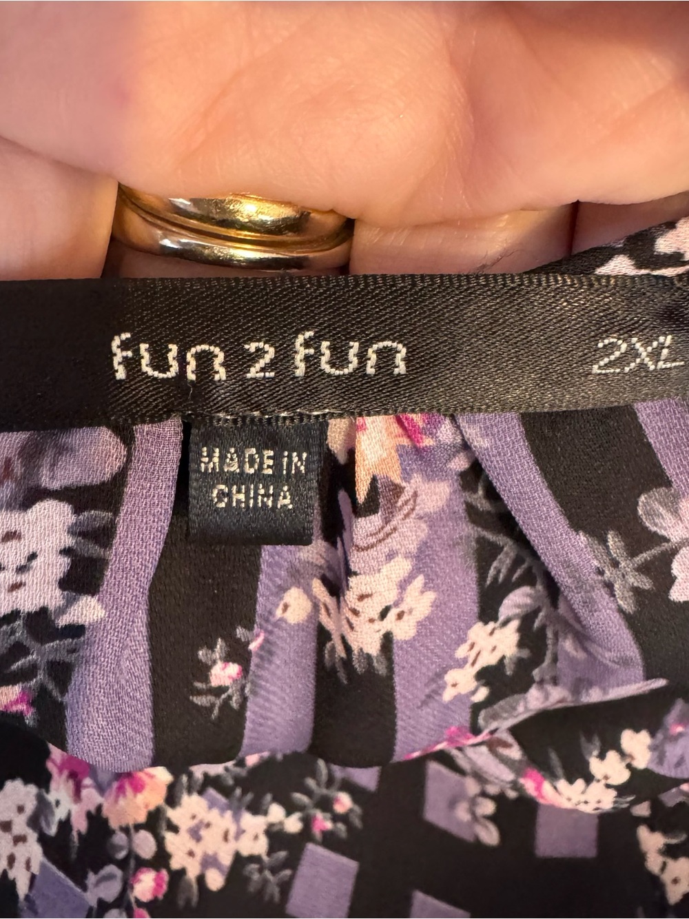 Purple and Black Floral Geometric Blouse PLUS SIZE: 2X BIN#14 - Picture 7 of 7